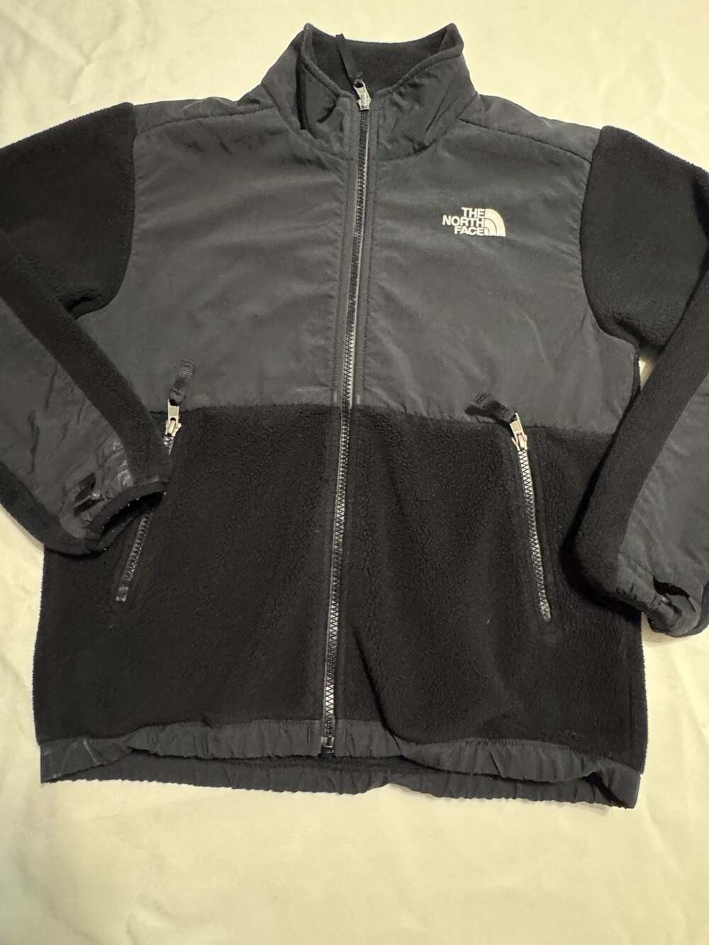 The North Face Denali Fleece Jacket Black Full Zip Outdoor Streetwear Boys M